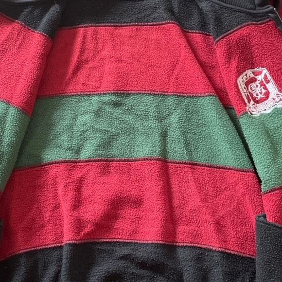 Southpole Mens XL Full Zip Hoodie Striped Black Red Green Fleece Streetwear Y2K - Picture 8 of 11